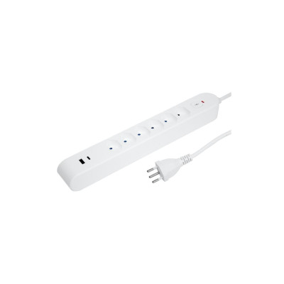 STEFFEN Steckdosenleiste IQ 6 x T13, USB-A+C Weiss, 3 m Kabel STEFFEN Steckdosenleiste IQ 6 x T13, USB-A+C Weiss, 3 m Kabel