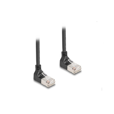 Delock Patchkabel 90° oben gewinkelt Cat 6A, S/FTP, 0.5 m, Schwarz Delock Patchkabel 90° oben gewinkelt Cat 6A, S/FTP, 0.5 m, Schwarz