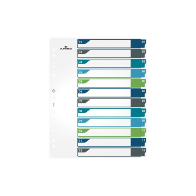 DURABLE Register A4+, 1-12, 5-farbig DURABLE Register A4+, 1-12, 5-farbig