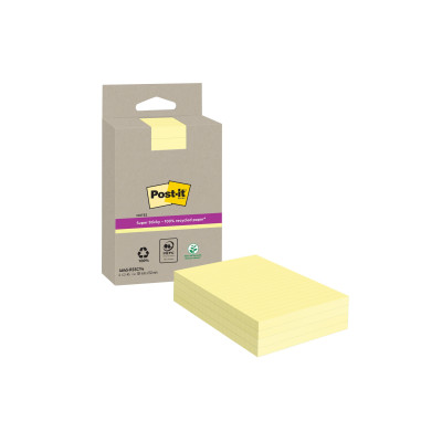 Post-it Notizzettel 3M Recycling Notes 4 Blöcke, Gelb, liniert Post-it Notizzettel 3M Recycling Notes 4 Blöcke, Gelb, liniert