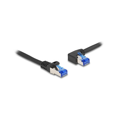 Delock Patchkabel links gewinkelt Cat 6A, S/FTP, 1 m, Schwarz