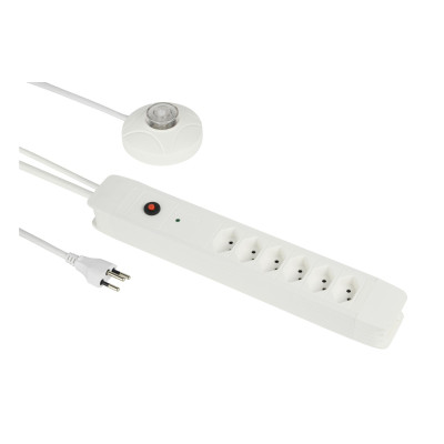 Schönenberger Steckdosenleiste 6 x T13 mit externem Taster, 3 m, Weiss