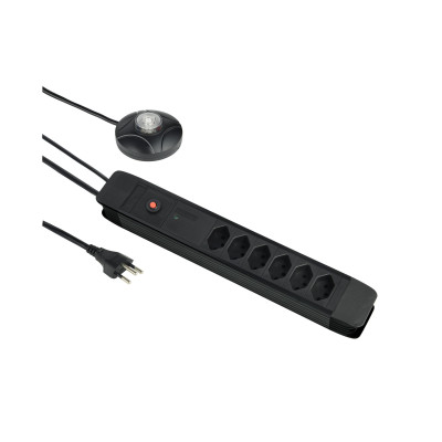 Schönenberger Steckdosenleiste 6 x T13 mit externem Taster, 3 m, Schwarz