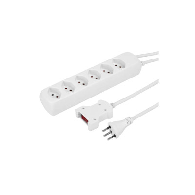 STEFFEN Steckdosenleiste POWER EASY 6xT13 mit Kabelschalter Weiss