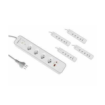 FURBER.power Steckdosenleiste 4 x T13, USB-C, USB-A, 5 Stück