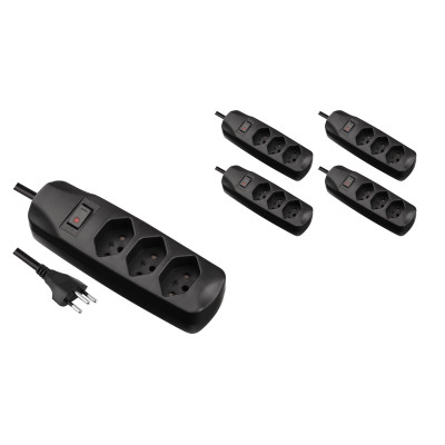 FURBER.power Steckdosenleiste 3x T13 mit Schalter, 5 Stück