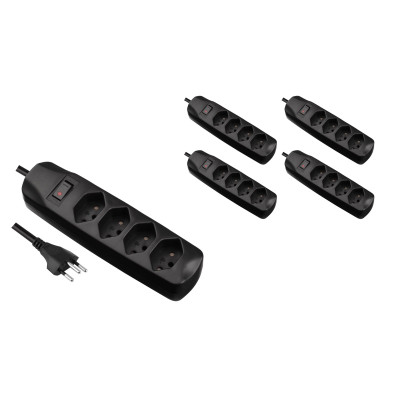 FURBER.power Steckdosenleiste 4x T13 mit Schalter, 5 Stück