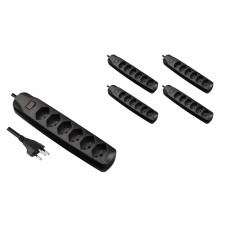 FURBER.power Steckdosenleiste 6x T13 mit Schalter, 5 Stück