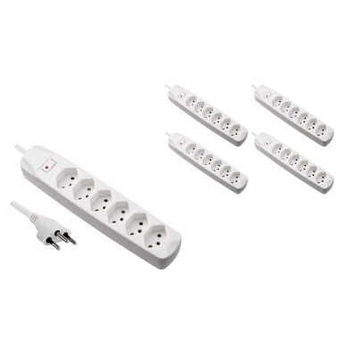 FURBER.power Steckdosenleiste 6x T13 mit Schalter, 5 Stück, Weiss FURBER.power Steckdosenleiste 6x T13 mit Schalter, 5 Stück, Weiss