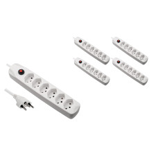 FURBER.power Steckdosenleiste mit Überlastschutz 6x T13, 5 Stück, Weiss