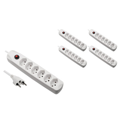 FURBER.power Steckdosenleiste mit Überlastschutz 6x T13, 5 Stück, Weiss FURBER.power Steckdosenleiste mit Überlastschutz 6x T13, 5 Stück, Weiss