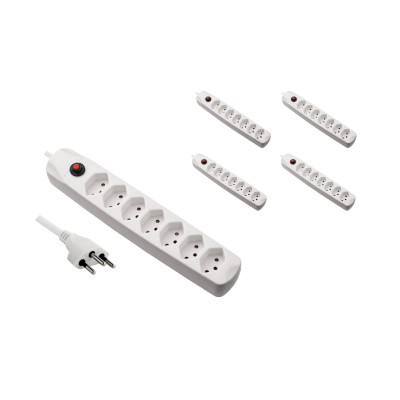 FURBER.power Steckdosenleiste mit Überlastschutz 7x T13, 5 Stück, Weiss