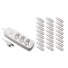 FURBER.power Steckdosenleiste 3x T13 mit Schalter, 25 Stück, Weiss FURBER.power Steckdosenleiste 3x T13 mit Schalter, 25 Stück, Weiss
