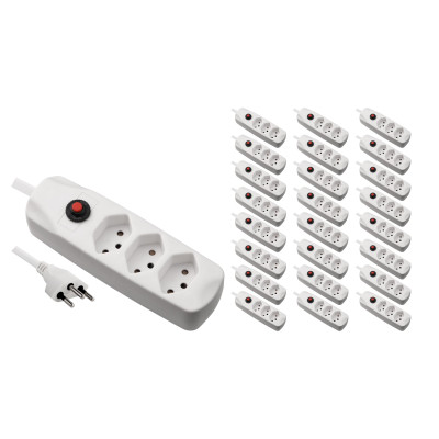 FURBER.power Steckdosenleiste mit Überlastschutz 3x T13, 25 Stück, Weiss FURBER.power Steckdosenleiste mit Überlastschutz 3x T13, 25 Stück, Weiss