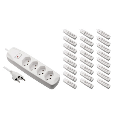 FURBER.power Steckdosenleiste 4x T13 mit Schalter, 25 Stück, Weiss FURBER.power Steckdosenleiste 4x T13 mit Schalter, 25 Stück, Weiss