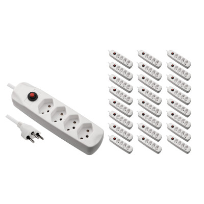 FURBER.power Steckdosenleiste mit Überlastschutz 4x T13, 25 Stück, Weiss