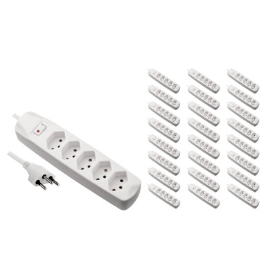 FURBER.power Steckdosenleiste 5x T13 mit Schalter, 25 Stück, Weiss FURBER.power Steckdosenleiste 5x T13 mit Schalter, 25 Stück, Weiss