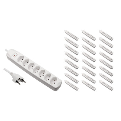 FURBER.power Steckdosenleiste 7x T13 mit Schalter, 25 Stück, Weiss FURBER.power Steckdosenleiste 7x T13 mit Schalter, 25 Stück, Weiss