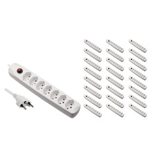 FURBER.power Steckdosenleiste mit Überlastschutz 7x T13, 25 Stück, Weiss