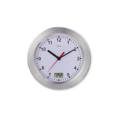 Hama Wanduhr Mauritius Ø 17 cm, Silber/Weiss