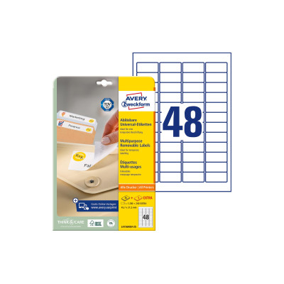 Avery Zweckform Universal-Etiketten L4736REV-25 45.7 x 21.2 mm Avery Zweckform Universal-Etiketten L4736REV-25 45.7 x 21.2 mm