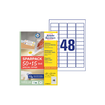 Avery Zweckform Universal-Etiketten L4736REV-65, 45.7 x 21.2 mm, 65 Blatt