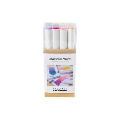 Creativ Company Kalligraphiemarker 1+ 8 mm, 12 Stück, Pastellfarben