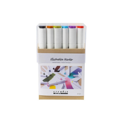 Creativ Company Kalligraphiemarker 1+ 8 mm, 24 Stück, Pastellfarben