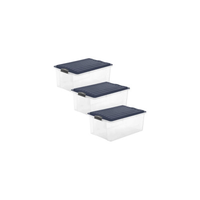 Rotho Aufbewahrungsbox COMPACT, Blau, 3 tlg.