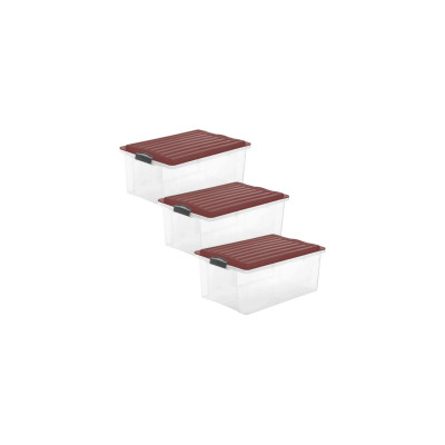 Rotho Aufbewahrungsbox COMPACT, Rot, 3 tlg.