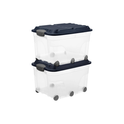 Rotho Aufbewahrungsbox ROLLER6 Blau, 2 tlg.