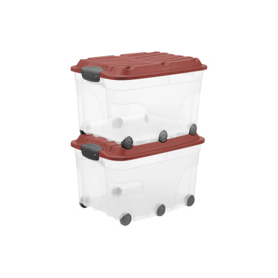 Rotho Aufbewahrungsbox ROLLER6 Rot, 2 tlg.