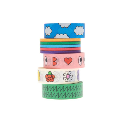 Rico Design Washi Tape Eye Candy 5 Stück, Mehrfarbig, 10 m