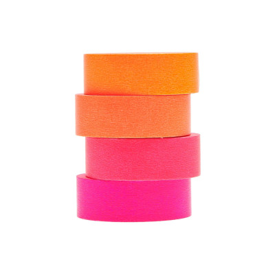 Rico Design Washi Tape 4 Stück, Neonorange/Neonpink/Neonrot, 10 m
