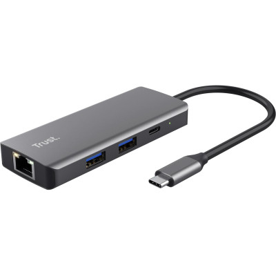 Trust Dockingstation 6-in-1 USB-C Multi-Port Adapter – Silver