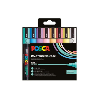 Uni Permanent-Marker POSCA Softcolors 1.8 - 2.5 mm, 8 Stück