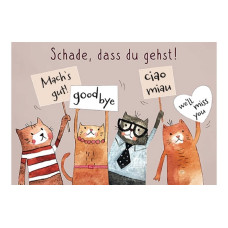 Cart Abschiedskarte Katzen mit Geldschein-Tasche 12 x 17 cm Cart Abschiedskarte Katzen mit Geldschein-Tasche 12 x 17 cm