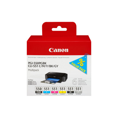 Canon Tinte PGI-550/CLI-551 BK/C/M/Y/G/PBK Canon Tinte PGI-550/CLI-551 BK/C/M/Y/G/PBK
