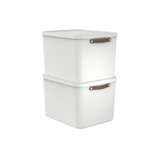 Rotho Aufbewahrungsbox MALOJA 55 l, Weiss, 2 Stück