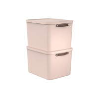 Rotho Aufbewahrungsbox MALOJA 55 l, Pink, 2 Stück