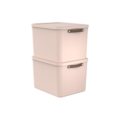 Rotho Aufbewahrungsbox MALOJA 55 l, Pink, 2 Stück