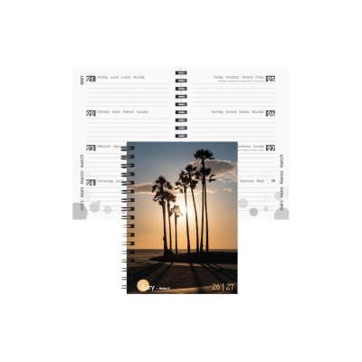 Biella Schulagenda mydiary Wire-O 2026/27 Palms, 12 x 16.5 cm