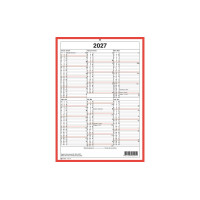 Simplex Tafelkalender 2027 A4 Hochformat, Rot/Weiss
