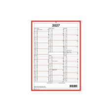Simplex Tafelkalender 2027 A4 Hochformat, Rot/Weiss