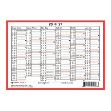 Simplex Tafelkalender 2027 A6 Querformat, D/F, Weiss/Rot