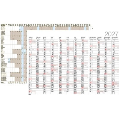 Biella Jahres-Wandplaner Papier weiss matt 98 x 68 cm 170 g/m²