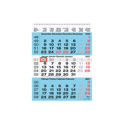 Biella 3-Monats-Kalender Papier blau 31 x 40 cm matt