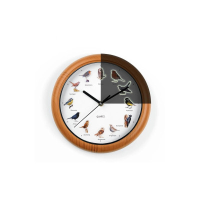 EASYmaxx Wanduhr mit Vogelstimmen 25 cm, Braun EASYmaxx Wanduhr mit Vogelstimmen 25 cm, Braun