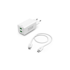 Hama Ladegerät Mini, 2x USB-C, PD/QC, 35W, 1 m, weiss