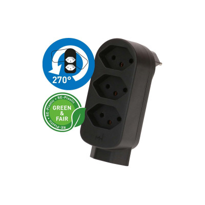 Max Hauri Mehrfachstecker ADAPT 3+1x Typ 13 schwarz drehbar Green+Fair